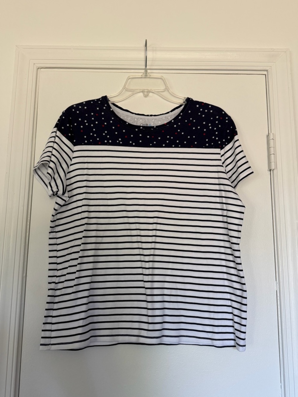Croft & Barrow Navy and White Striped Short Sleeve Top